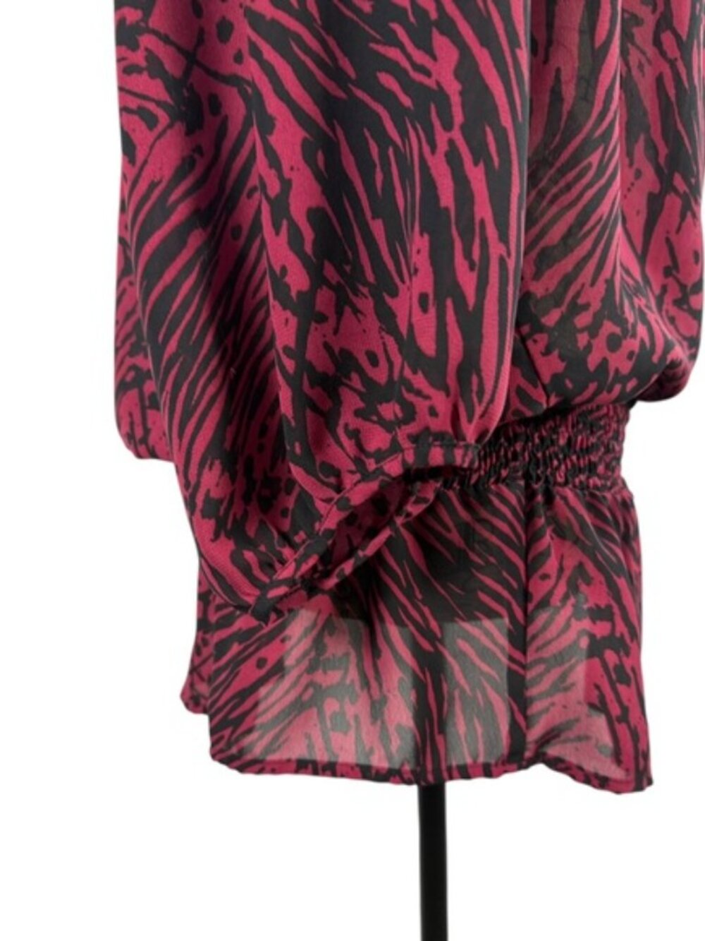 Miss Tina Tina Knowles Cranberry Zebra Print Peasant Blouse L Boho Peplum - Picture 4 of 9